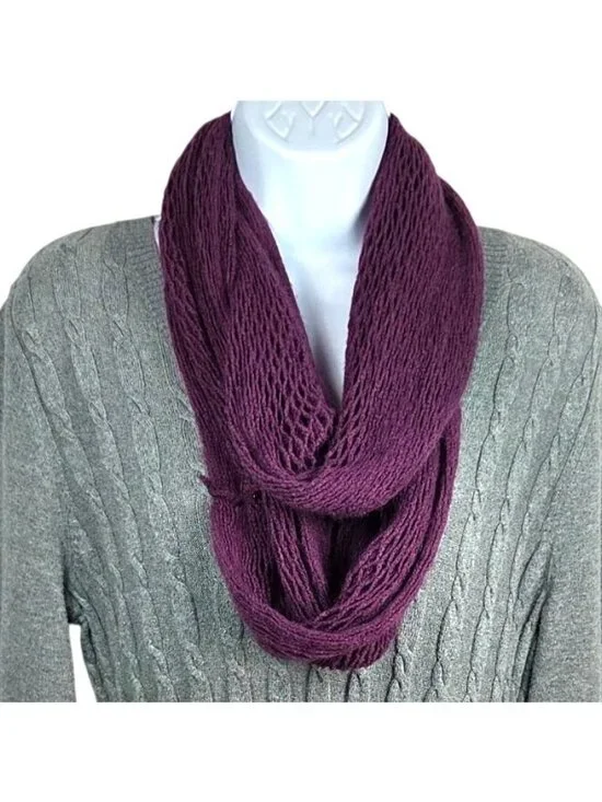 Soft Purple Knit Infinity Scarf Lightweight Crochet-Style Loop Mix & Match 3/$15 - Picture 5 of 7